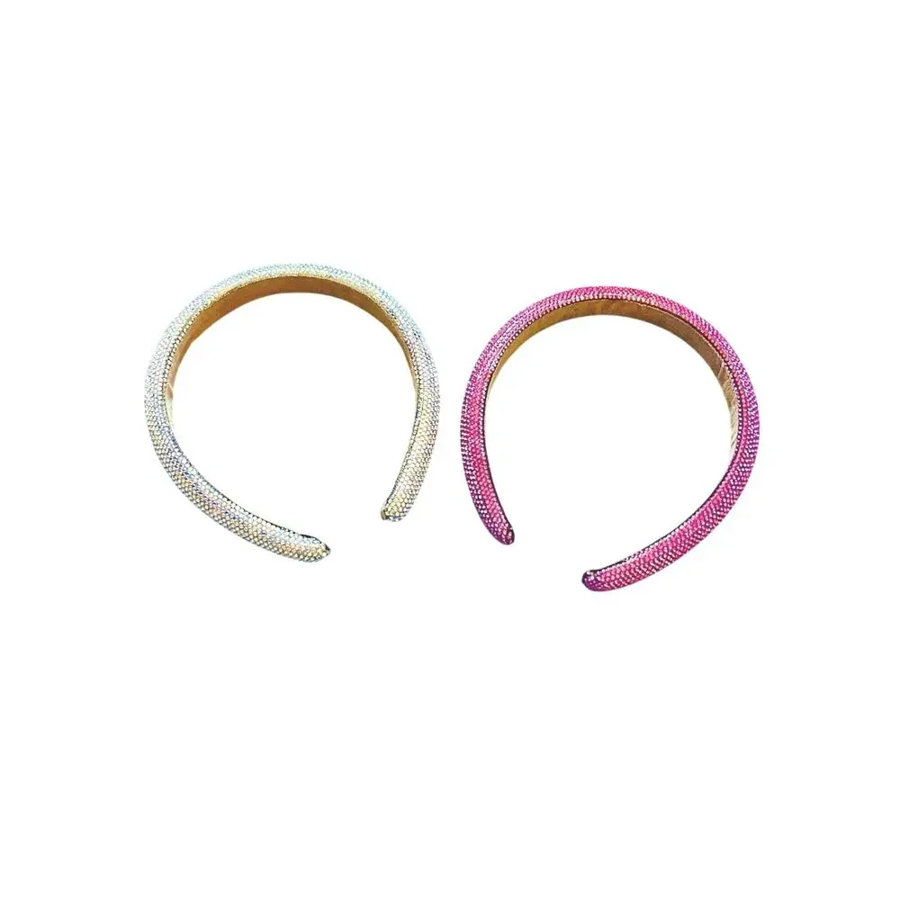 NWOT Rhinestone Headband Set Pink & Silver 2 Pack Padded Glam Bundle